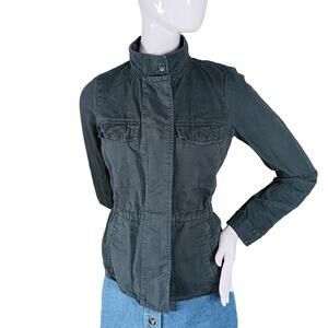 Buckley Canvas Jacket Size XS Washed Out Black Button Down Waist Drawstring